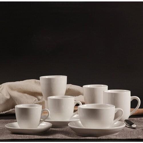 High Quality Ceramic White Coffee Mugs With Handgrip And Tray Strengthen Porcelain Tea Cups Export Netherlands Milk Drinkware