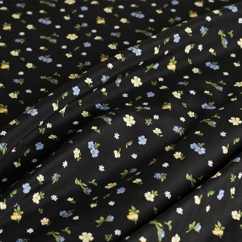 White Waxberry 18momme Elastic Crepe Silk Flowers Printed Fabrics Garment Materials Women Dress DIY Sewing Cloth Freeshipping