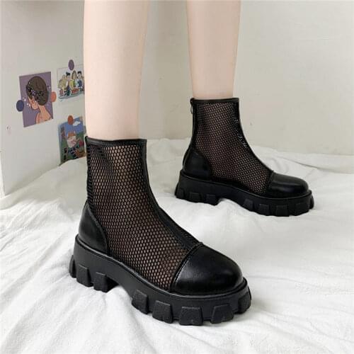 2021 New Chunky Boots Fashion Pocket Platform Boots Women Ankle Boots Female Sole Pouch Ankle Boots Women Botas Mujer