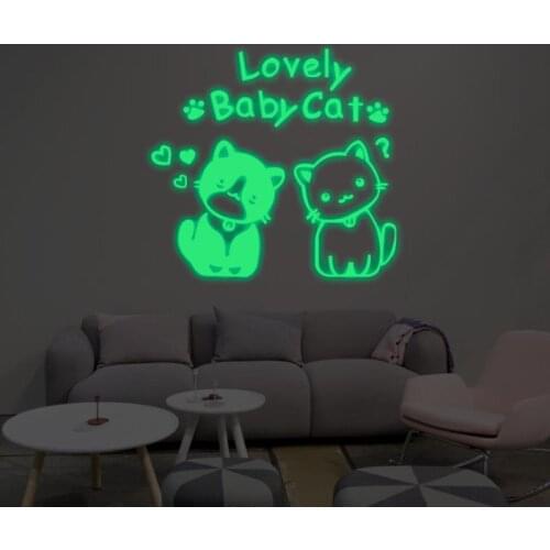 1 Set Cute Lovely Baby Cat Glow In Dark Toy DIY Stickers Fluorescent Luminous Sticker Luminous Toys for Kids Room Gift