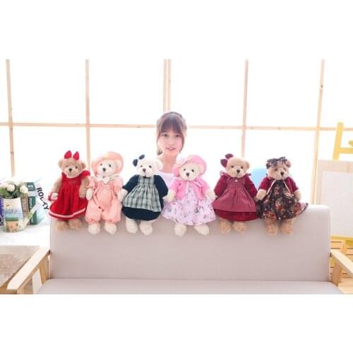 1PC 40CM Vintage Teddy Bear With Flower Dress Stuffed Animals Plush Toys Dolls Christmas Birthday Gifts for Kids