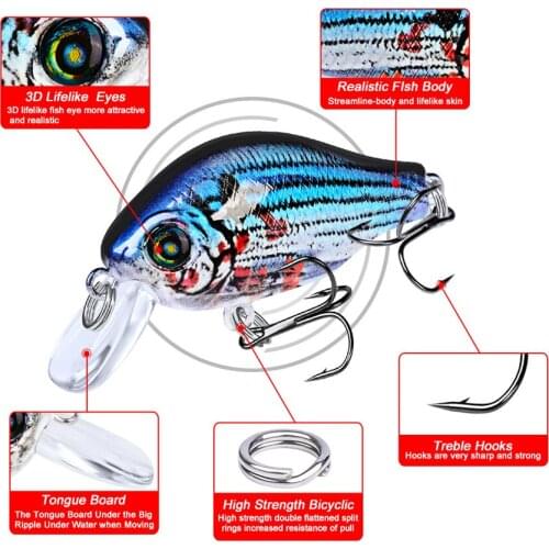 1pcs Mini 52mm 8.5g Crankbait Fishing Lure Artificial Hard Bait Bass Fish Wobblers Japan Topwater Minnow Fishing Tackle