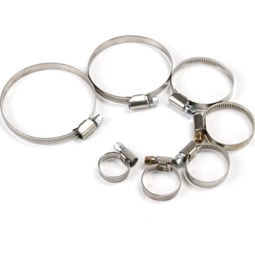 10pcs/lot Stainless Steel Genuine Hose Clips Fuel Hose Air Water Pipe Clamp Worm Drive