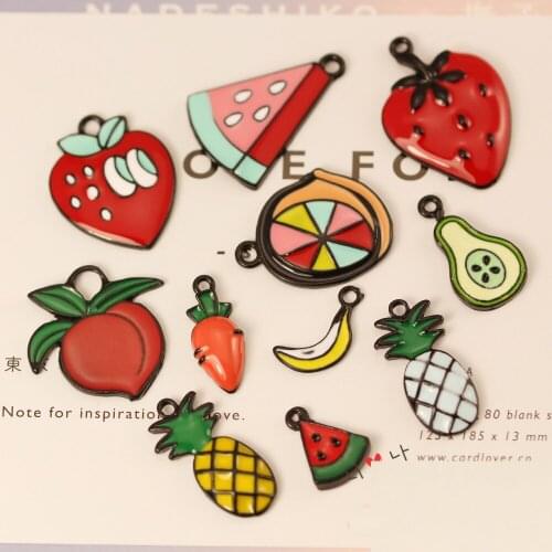 10 pcs High quality coating Black Fruit Strawberry Pineapple alloy DIY charm Fashion Bracelet jewelry hair accessories