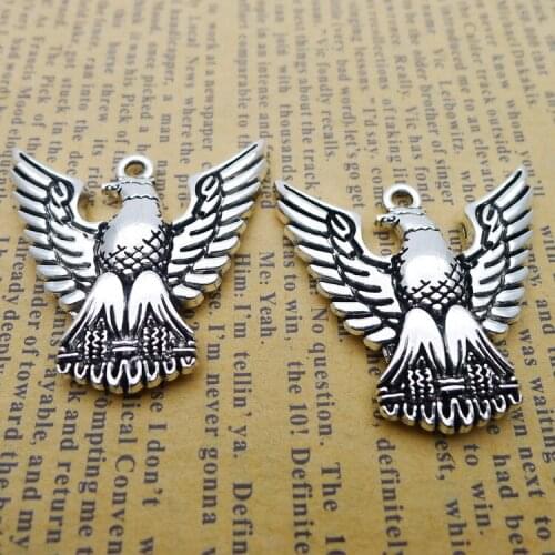 2PCS/Lot 32mm*33mm Pendant Antique Silver Color Eagle Hawk Charms For DIY Jewelry Making Handmade Craft