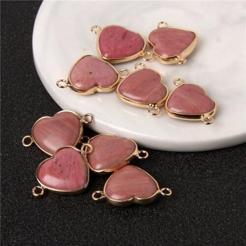2pcs Natural Stone Rhodochrosite Penants Connectors Double Hole for Women DIY Jewelry Making Bracelet Necklace Wholesale 23x15mm