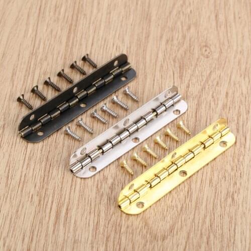 4sets Hinges + 24 screw Rounded Long 6 Holes Silver/Antique bronze/Gold 65*15mm Retro Decor Chest Wood Jewelry Box 90/180 Degree