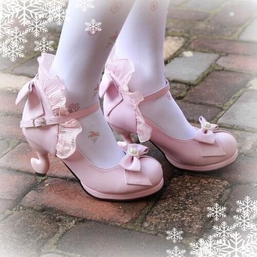 Anime Lolita Shoes Cosplay Kawaii Shoes Sweet Lolita Shoes Love Live Cos Tea Party High Heels 6cm Princess Bow Loli Women Shoes