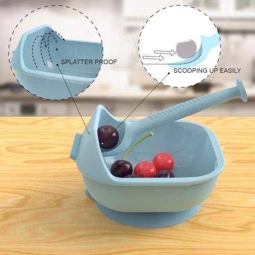 Baby Learning Feeding Bowl Silicone Spoon Suction Bowl Baby Plate Kids Toddler Training Tableware BPA Free High Quality Silicone