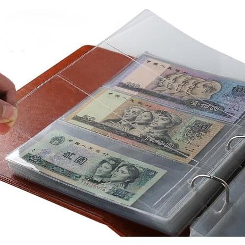 10Pcs Money Banknote Collecting Holder Sleeves 3-slot Loose Leaf Sheet Album Durable Portable Paper Money Album Page Protection