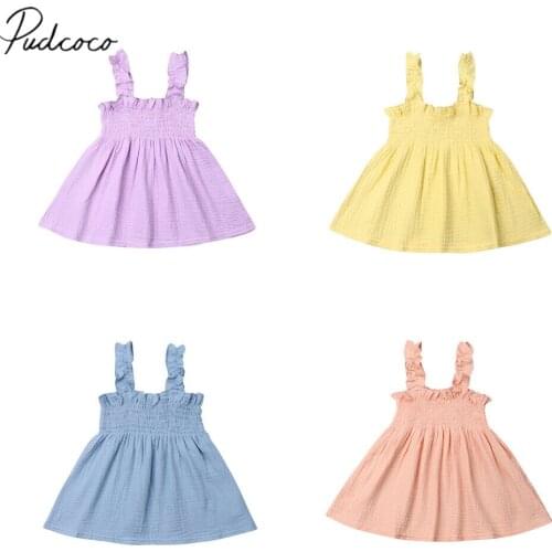 2019 Baby Summer Clothing 1-5Y Toddler Baby Girls Solid Princess Dress Sleeveless Knee Length A-Line Dress Wedding Dresses Gown