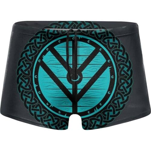 Men Nordic beach swimming trunks Viking Shield Maiden Norse Knot Work Teal Shield Swimsuit Boy for the sea Pool