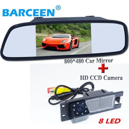 For Opel Astra H /Corsa D/ Meriva A /Vectra C/Zafira B/FIAT 8 led car parking camera wire+universal car mirror monitor lcd 5"