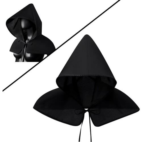 Grim Rogue Halloween Cowl Hood Scarf Unisex Cloak Neck Warmer Cosplay Costume Hooded Cape Poncho Outdoor for Men Women