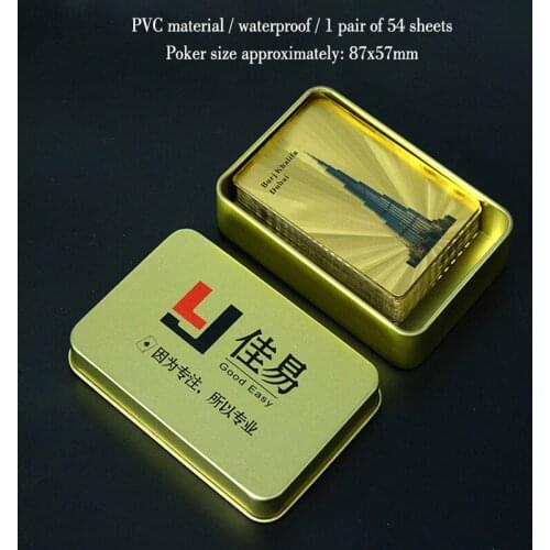 24K Gold Foil Poker Set Plastic Gold Playing Cards Poker Game Deck Magic Card Waterproof Cards Magic Board Games with Iron Box