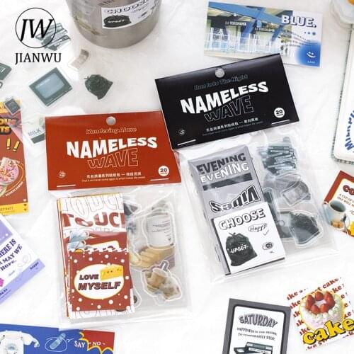JIANWU 20 Pcs Creative Personality Decoration PET Sticker Diary Collage Material Scrapbooking Coated Paper Stickers Stationery