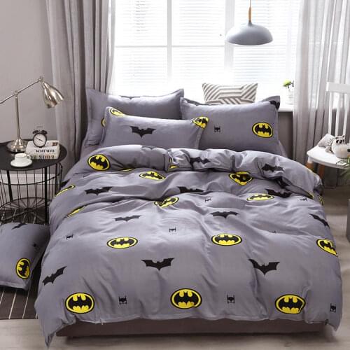 Cute hero cartoon bed linen set queen double single size children duvet cover set