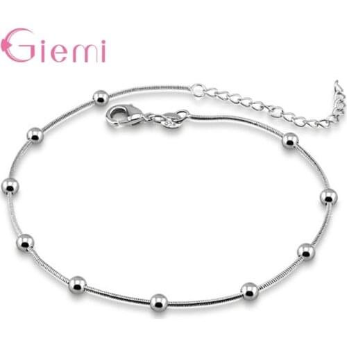 Round Circles Beads Charm Bracelet Bangles for Women Fashion Jewelry 925 Sterling Silver Hand Chain Bracelet