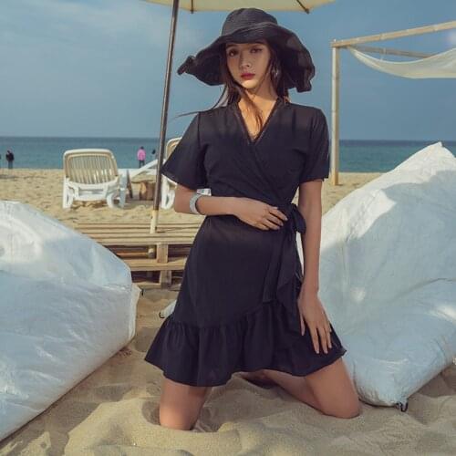 SANQi swimsuit female split skirt sexy bikini mesh gown three-piece suit Korean swimwear swimming suit wear bathing suit