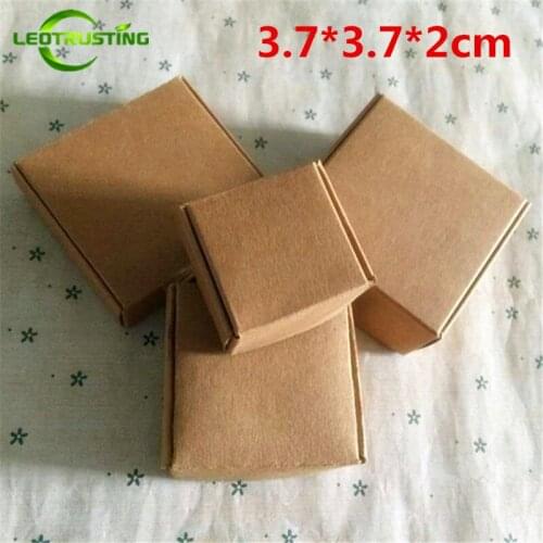 Leotrusting 50pcs 3.7*3.7*2cm Brown Kraft Paper Box Natural Kraft Paper Gift Packaging Box Handmade Soap Paper Cardboard Box