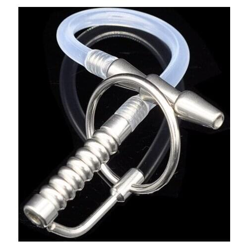 Manyjoy Male Stainless Steel Urethra Catheter Cock ring,Rubber Penis Urinary Plug,Sex Toy,Adult Game,Urethra Stimulate Dilator