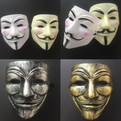 V Mask Halloween Full Face Masquerade Mask Vendetta Anonymous Guy Party Cosplay Horror Masks