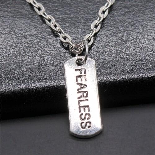 Fashion 2 Colors 21x8mm Fearless Tag Charms Pendant NecklaceFor Women Jewelry Gift Dropshipping Products
