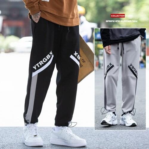 Men Joggers Harem Pants Solid 2020 Autumn Mens Casual Loose Trousers Hip Hop Streetwear Male Pants Letter Printing Drawstring