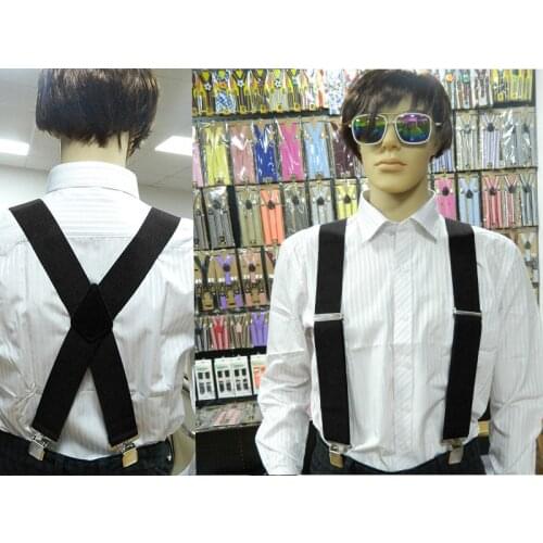 Men Braces Suspenders 5cm Back Heavy Duty Biker Snowboard Trousers Elastic 4 Clips -MX8