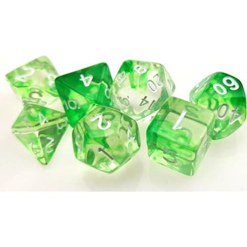 Rollooo Nebular Translucent Green Polyhedral Dice Set