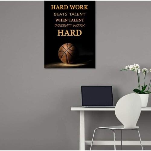 Basketball Inspirational Quotes Canvas Wall Art Hard Work Poster Painting Picture Modern Teens Bedroom Office Living Room Decor