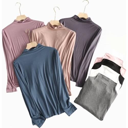 New Modal Bottoming Shirt Women Long Sleeve Half High Collar