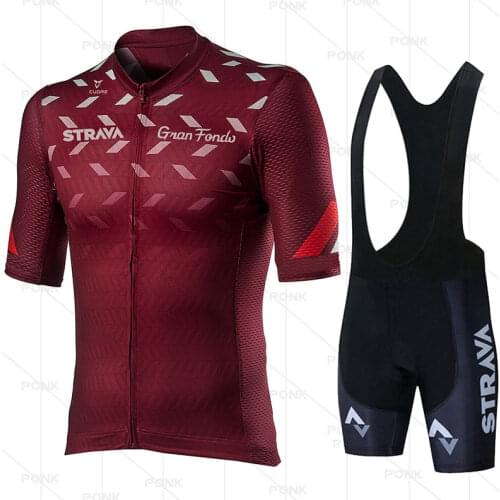 New Pro STRAVA Summer Cycling Jersey Set Breathable Team Racing Sport Bicycle Jersey Mens Cycling Clothing Short Bike Jersey