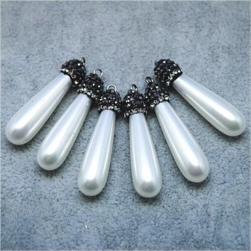 3pcs natures shell pendants with rhinestone for earring making accessories natural cultured freshwater pearl pendants