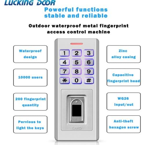 Backlight Semiconductor Fingerprint Metal Keypad IP68 Waterproof RFID Standalone Access Controller Finger+RFID+Password