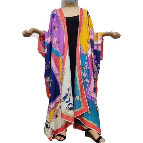America Popular 2021 Popular Floral Bohemian MANDARIN KIMONO For Summer Middle East boubou Africain Femme For Lady