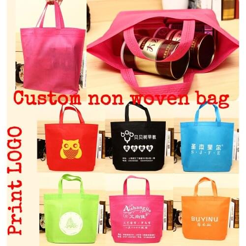 Custom printing logo non woven/gift bag/packaging bag/shopping bag/non-woven fabrics bag 100pcs/lot