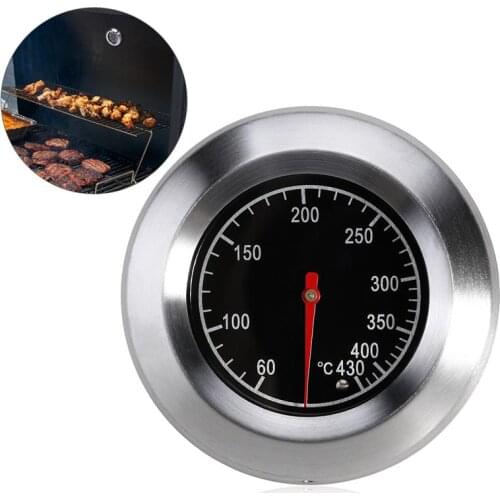 7.6cm Stainless Steel BBQ Oven Cooking Thermometer Temp Gauge Oval Shaped BBQ Thermometer Controller Outdoor Barbecue Supplies