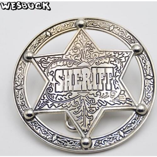 WesBuck Brand Fashion Belt Buckle Pentagram Metal Pin Buckles