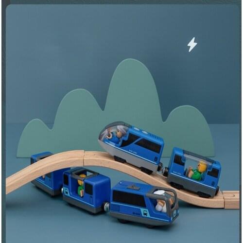 Railway Locomotive Magnetically Connected Electric Small Train Magnetic Rail Toy Compatible With Wooden Track Present For Kids