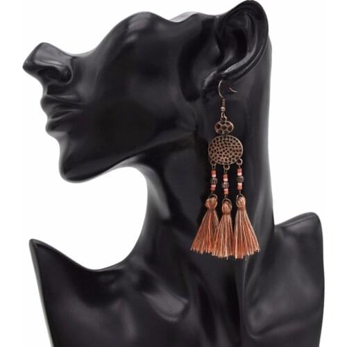 Bohemian Handmade Tassel Earrings For Women Big Alloy Fringed Statement Drop Earrings Wedding Party Festival Indian Jewelry