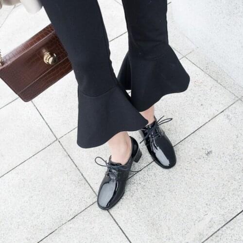 Big Size ladies high heels women shoes woman pumps High heel tie, casual fashion, rough heel retro shoes