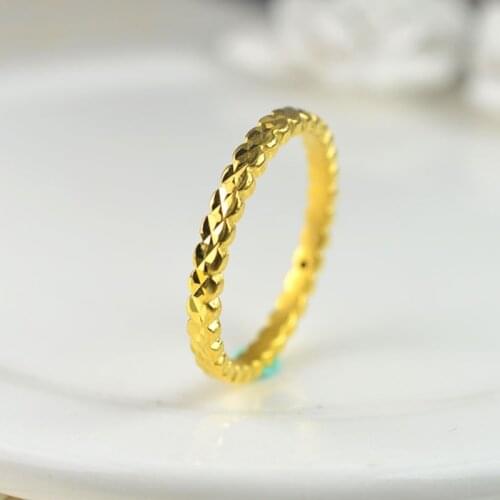 1PCS Real 999 24K Yellow Gold Ring Women Luck 3D Rice Star Pattern Ring US5-7 1-1.3g / Best Gift / Fine Jewelry