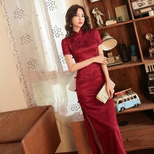 Summer Short Sleeve Mini Cheongsam Female Ice Silk Chinese Printed Qipao Elegant Traditional Clothing Size S-2XL