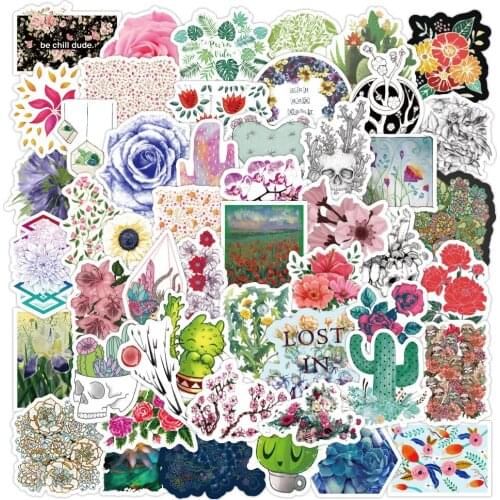 10/50/100PCS Beautiful Colorful Flower Blooming Stickers Laptop Guitar Luggage Phone Waterproof Graffiti Sticker Decal Kid Toy