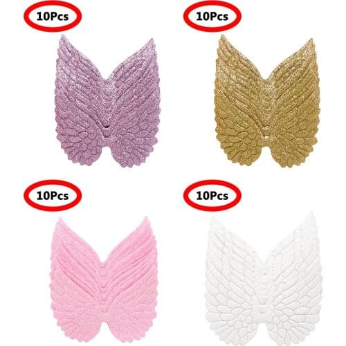 10Pcs Patches for Clothes Fashion Glitter Metallic Embossed Angel Wing Applique Clothing Bag Decor DIY Patch Sewing Accessories