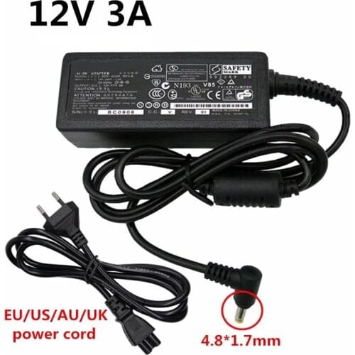12V 3A 4.8x1.7mm AC DC Adaptor Charger Power Adapter 12V3A Universal Switching Supply 220V to 12Volt Adaptador for Asus
