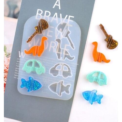 13MC Crystal Epoxy Resin Mold Fruit Animal Straws Decoration Buckle Silicone Mould DIY Crafts Jewelry Decorative Casting Tool