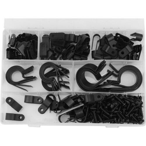 150PCS Cable Clips For Cable Management Cord Organizer,Nylon R-Type, Screw Mounting Cord Fastener Clamp Kit With Screws
