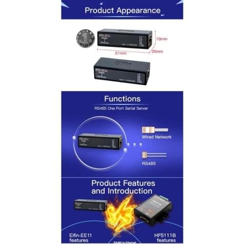 2pcs RS485 Elfin-EE11 Serial Server Serial Server to Ethernet Modbus Serial Ethernet